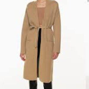 Aritzia Babaton Ty Duster Cardigan Belted Camel Tan SZ M